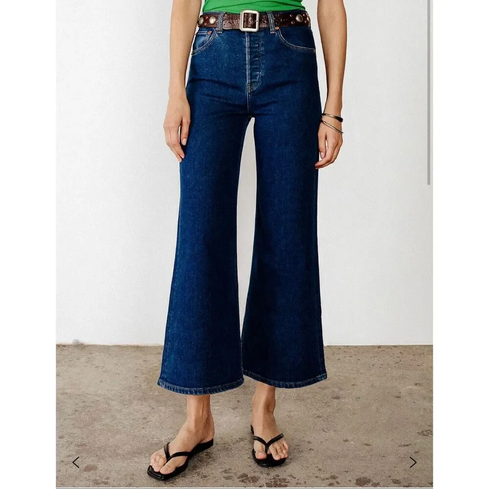 Re/Done High Rise Wide Leg Crop Jeans 26 Heritage Rinse